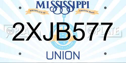 2XJB577 Mississippi License Plate