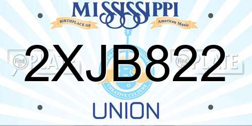 2XJB822 Mississippi License Plate