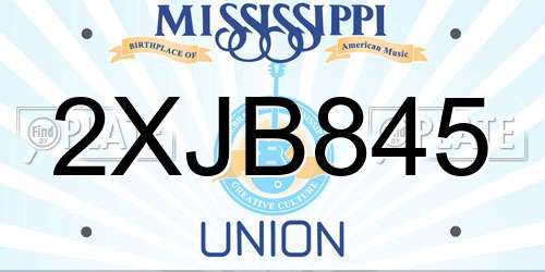 2XJB845 Mississippi License Plate