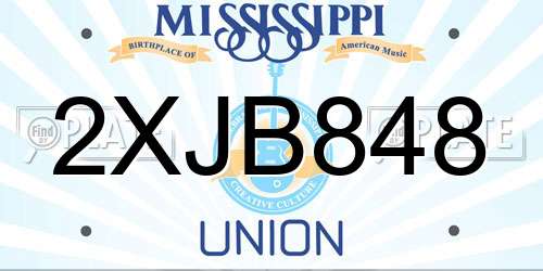 2XJB848 Mississippi License Plate