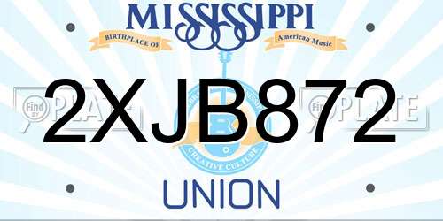 2XJB872 Mississippi License Plate