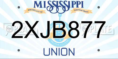 2XJB877 Mississippi License Plate