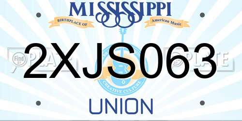 2XJS063 Mississippi License Plate
