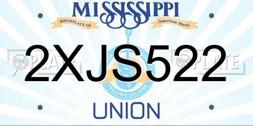 2XJS522 Mississippi License Plate