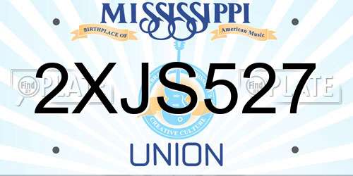 2XJS527 Mississippi License Plate