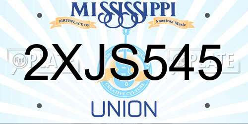 2XJS545 Mississippi License Plate
