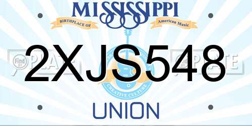 2XJS548 Mississippi License Plate