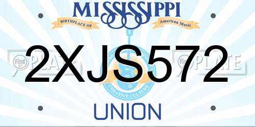 2XJS572 Mississippi License Plate