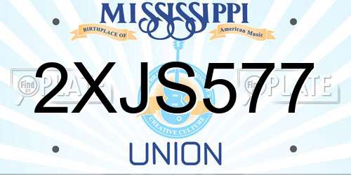 2XJS577 Mississippi License Plate