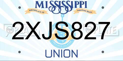 2XJS827 Mississippi License Plate