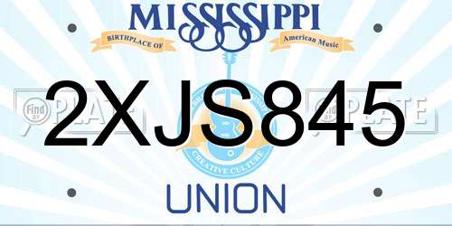 2XJS845 Mississippi License Plate