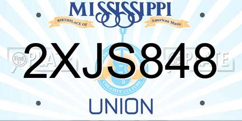 2XJS848 Mississippi License Plate