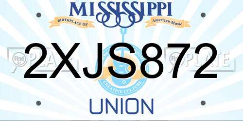 2XJS872 Mississippi License Plate