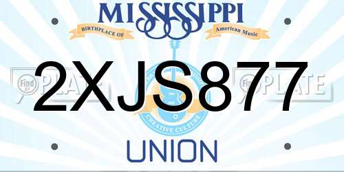 2XJS877 Mississippi License Plate