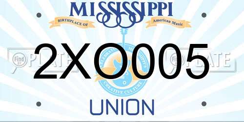 2XO005 Mississippi License Plate
