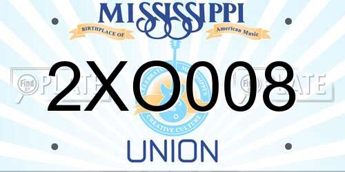 2XO008 Mississippi License Plate
