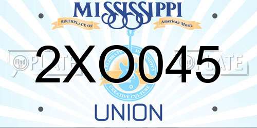 2XO045 Mississippi License Plate
