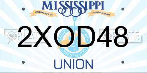 2XOD48 Mississippi License Plate