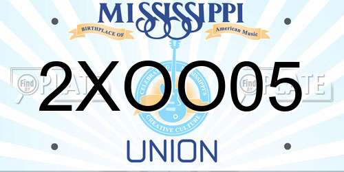 2XOO05 Mississippi License Plate