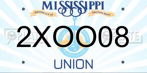 2XOO08 Mississippi License Plate
