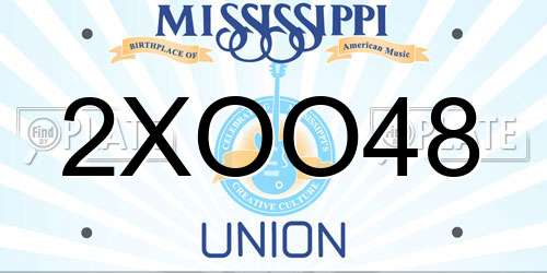 2XOO48 Mississippi License Plate