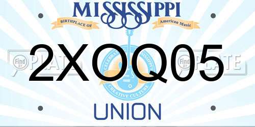 2XOQ05 Mississippi License Plate