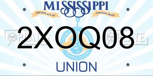 2XOQ08 Mississippi License Plate