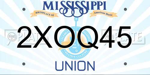 2XOQ45 Mississippi License Plate