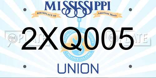 2XQ005 Mississippi License Plate