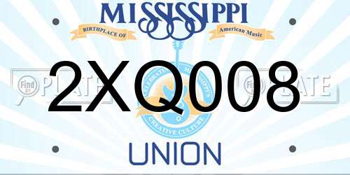 2XQ008 Mississippi License Plate