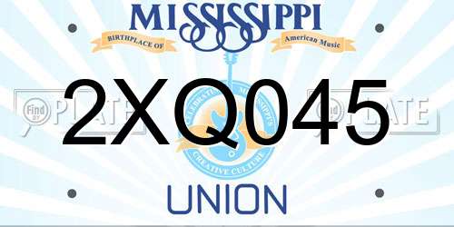 2XQ045 Mississippi License Plate