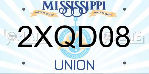 2XQD08 Mississippi License Plate