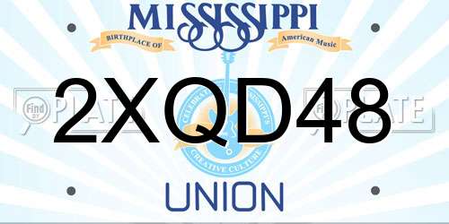 2XQD48 Mississippi License Plate