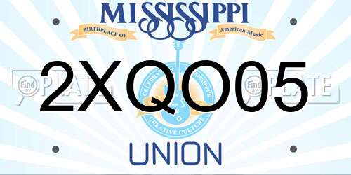 2XQO05 Mississippi License Plate
