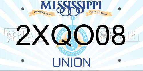 2XQO08 Mississippi License Plate