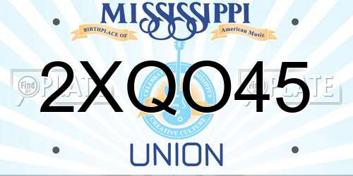 2XQO45 Mississippi License Plate