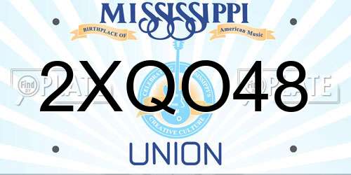 2XQO48 Mississippi License Plate