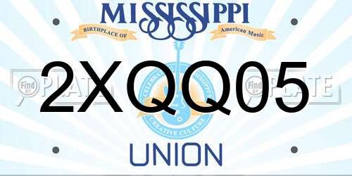 2XQQ05 Mississippi License Plate