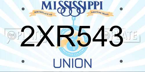 2XR543 Mississippi License Plate
