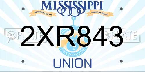 2XR843 Mississippi License Plate