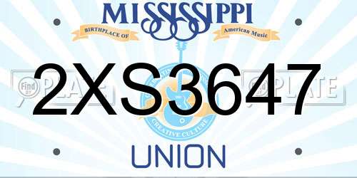 2XS3647 Mississippi License Plate