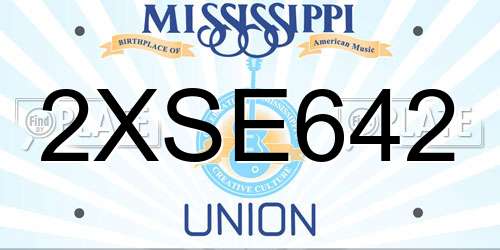2XSE642 Mississippi License Plate