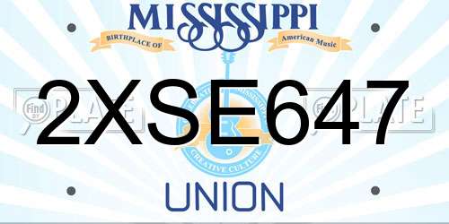 2XSE647 Mississippi License Plate