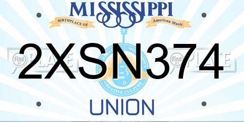 2XSN374 Mississippi License Plate