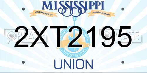 2XT2195 Mississippi License Plate