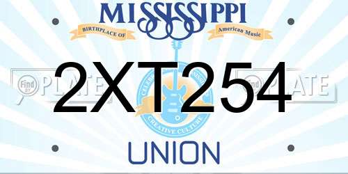 2XT254 Mississippi License Plate