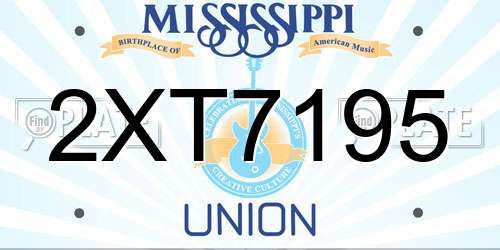 2XT7195 Mississippi License Plate