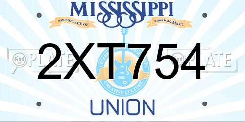 2XT754 Mississippi License Plate