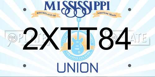 2XTT84 Mississippi License Plate