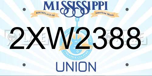 2XW2388 Mississippi License Plate